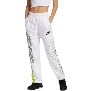 NIKE Women’s White Track Pants with Neon Accents